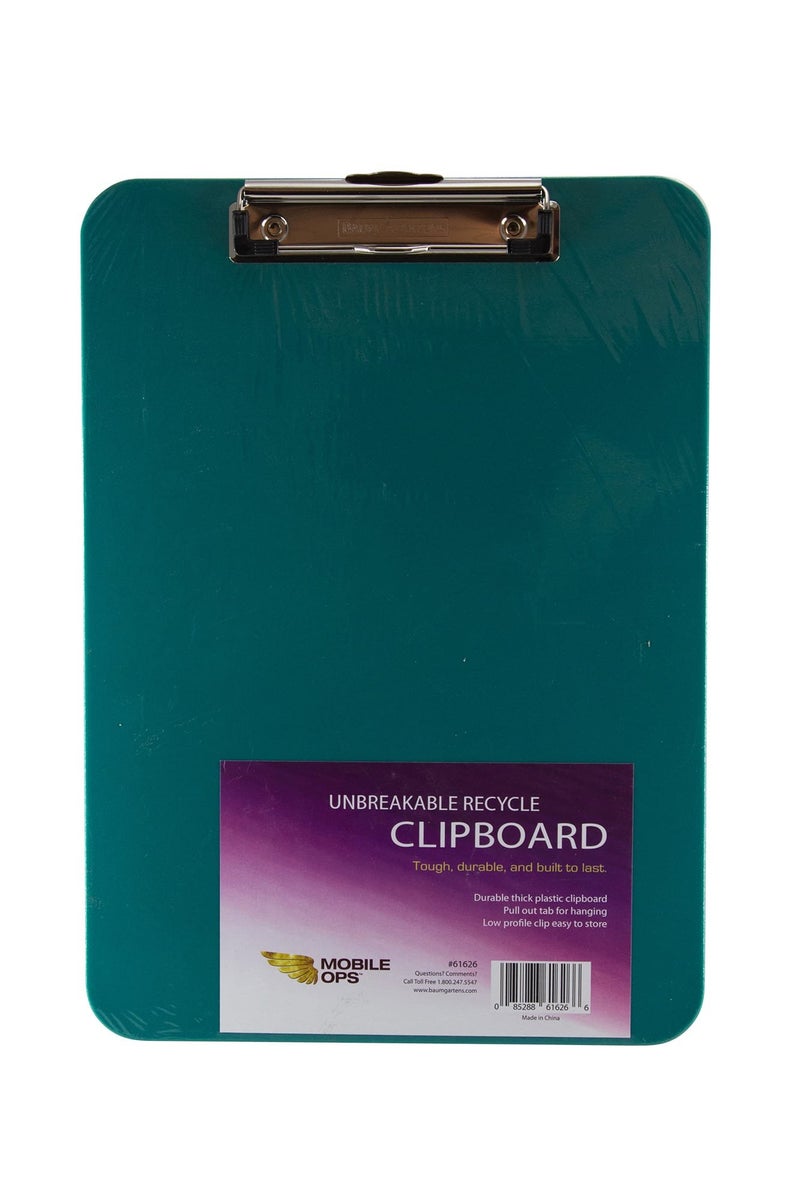 Baumgartens Mobile OPS Unbreakable Recycled Clipboard, 0.25" Clip Capacity, Holds 8.5 x 11 Sheets, Green - Image 5